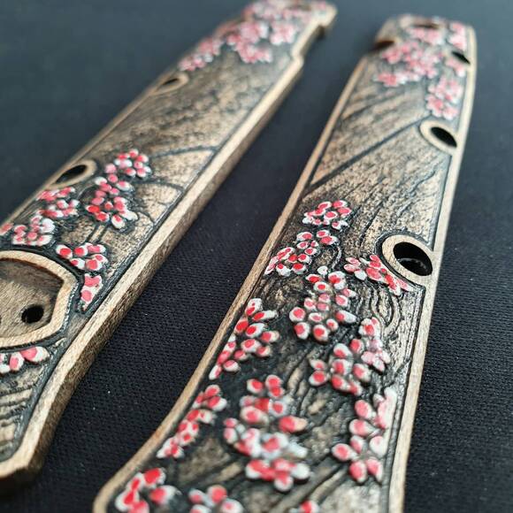 Sakura - Cold Steel Ti-Lite 4 Knife Scales by Svechnikov Knives