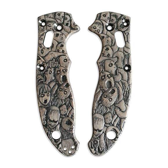 Scared Faces Grey - Spyderco Manix 2 Knife Scales by Svechnikov Knives