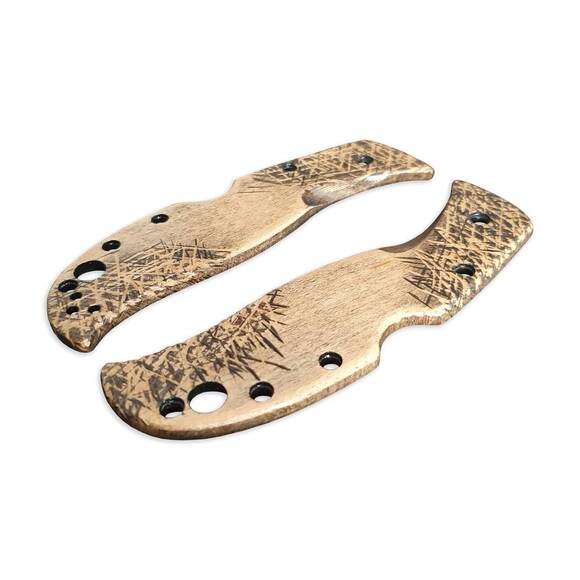 Spyderco RockJumper/LeafJumper maple handle scales - Scratches / hand-painted