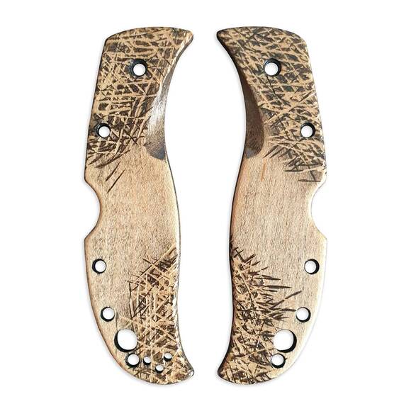 Spyderco RockJumper/LeafJumper maple handle scales - Scratches / hand-painted