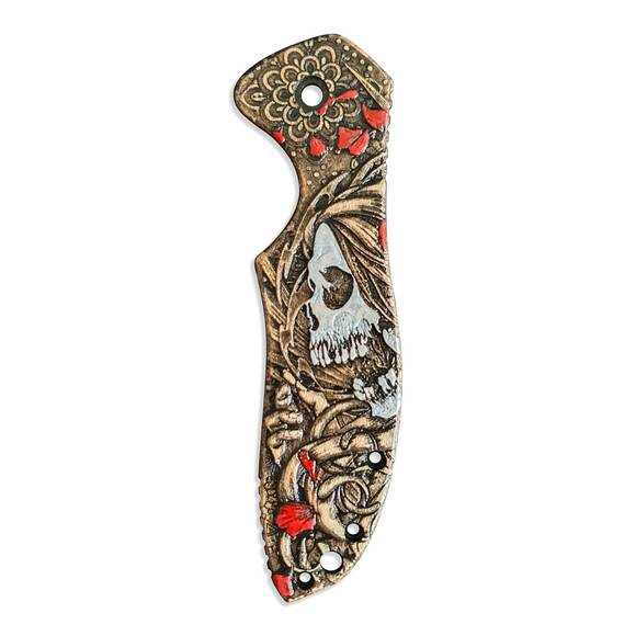 Skull Rose - Kershaw Emerson CQC 6K, 7K Knife Scale by Svechnikov Knives