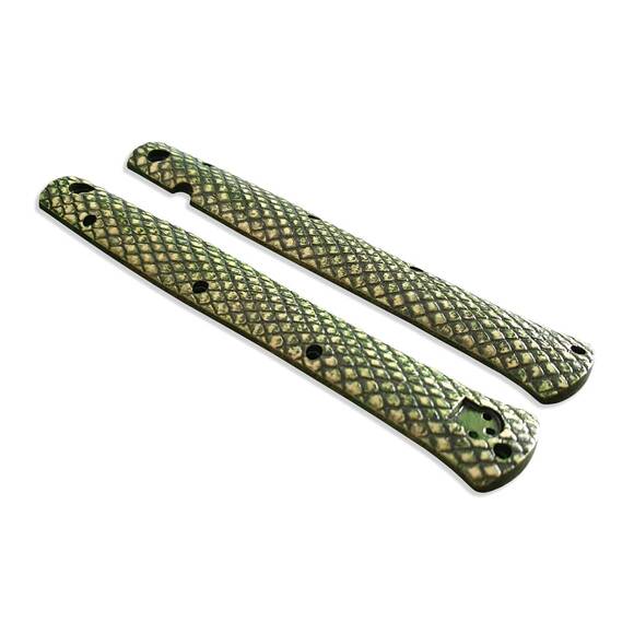 Cold Steel Ti-Lite 6 maple handle scales - Snake Skin Green / hand-painted