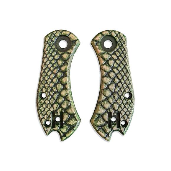 Giant Mouse ACE Nibbler maple handle scales - Snake Skin Green / hand-painted