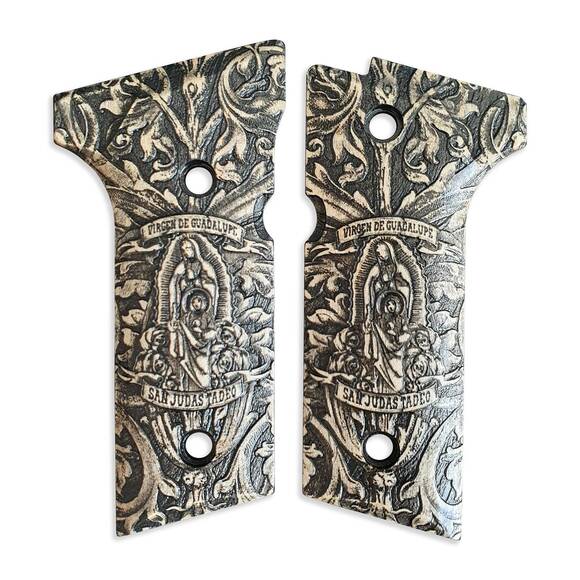 Beretta 92X, M9A3, M9A4 maple grips - Virgen De Guadalupe And San Judas Tadeo / hand-painted