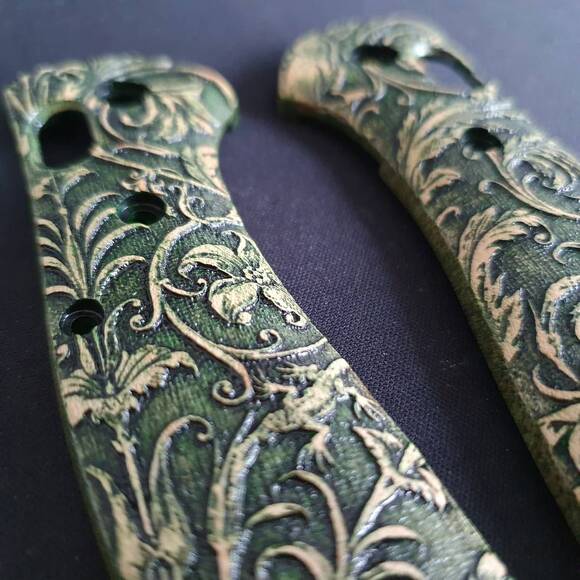 Wild Thickets Green - Benchmade Griptilian 550, 551 Knife Scales by Svechnikov Knives