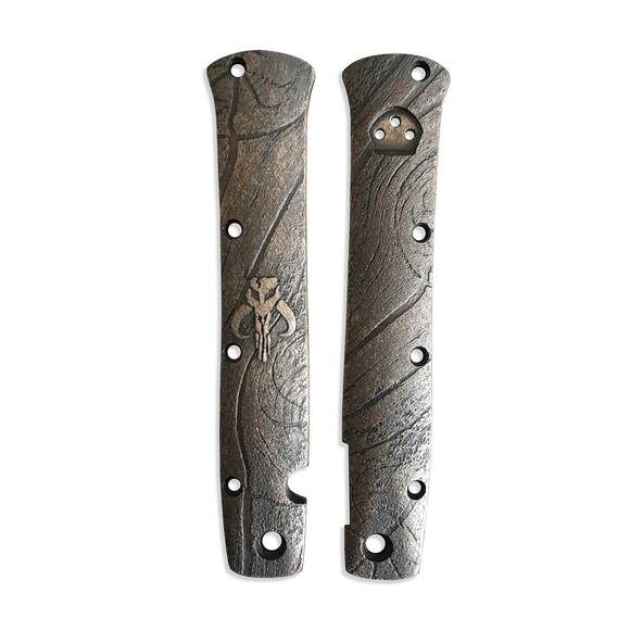 Wood Bark X Mythosaur Skull (3169) - Cold Steel Ti-Lite 4 Knife Scales by Svechnikov Knives
