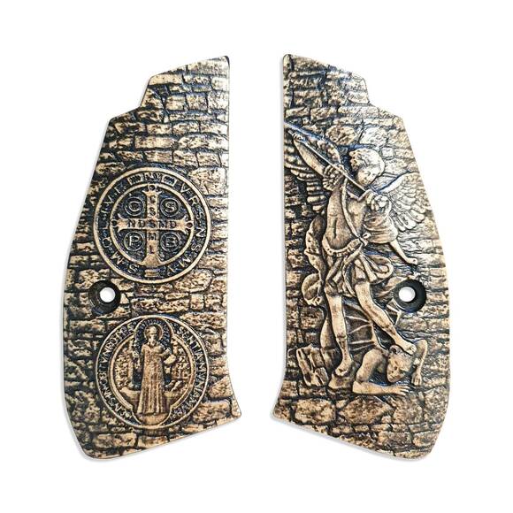 Archangel Michael X Saint Benedict Medal - CZ Compact 75, 75D, 75 P-01, PCR Grips