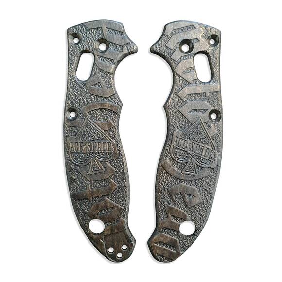 Spyderco Manix 2 maple handle scales - Ace Of Spades Black / hand-painted