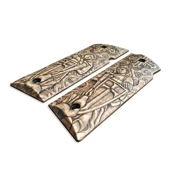 Coonan 357 Magnum Full-Size Maple Grips - Archangel Michael Statue / Hand-painted