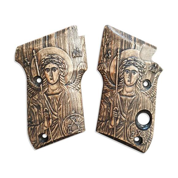 Beretta 3032 Tomcat maple grips - Archangel Michael Icon / hand-painted