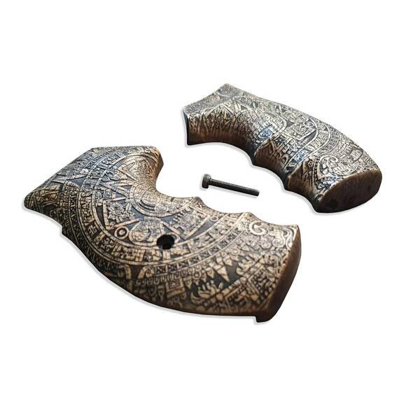 Smith And Wesson K/L Frame Round Butt Maple Grips - Aztec / Hand-painted