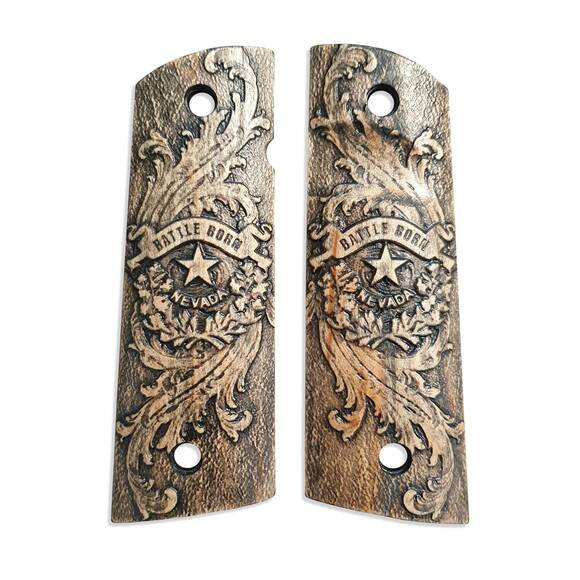 1911 full-size Magwell maple grips - Battle Born Nevada / hand-painted