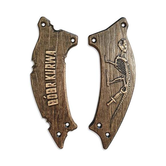 Extrema Ratio K-Talon maple handle scales - Bobr Kurwa / hand-painted