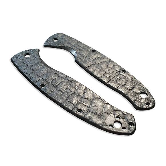 Spyderco Resilience Tip Up maple handle scales - Burned / hand-painted
