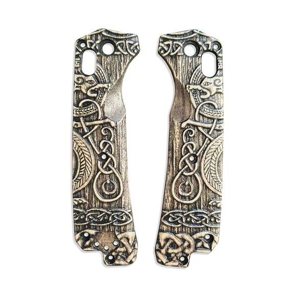 Benchmade Grizzly Ridge 15061 maple handle scales - Celtic Gates / hand-painted