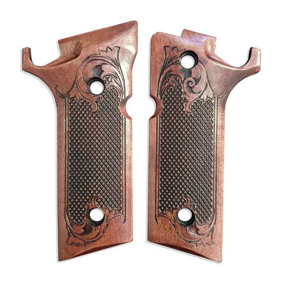 Beretta 92XI, 92GTS maple grips - Classic Dark Cherry / hand-painted