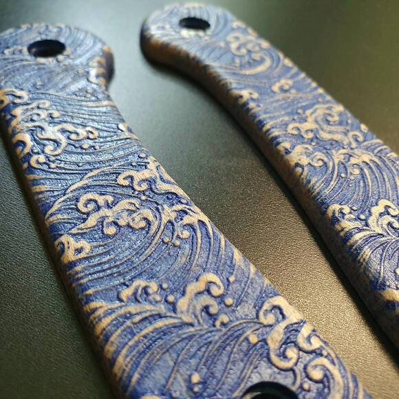 CIVIVI Elementum Fixed Blade maple handle scales - Japan Wave / hand-painted