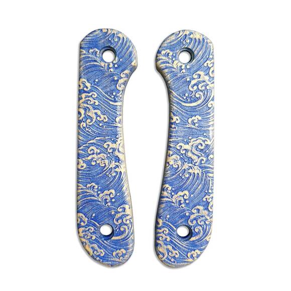 CIVIVI Elementum Fixed Blade maple handle scales - Japan Wave / hand-painted