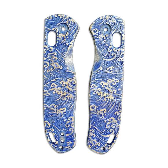 Kizer Drop Bear maple handle scales - Japan Wave / hand-painted