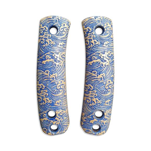 Knafs Lulu maple handle scales - Japan Wave / hand-painted