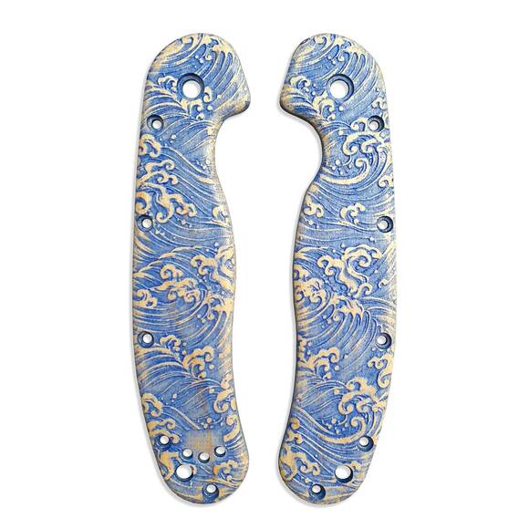 Ontario RAT-1 maple handle scales - Japan Wave / hand-painted