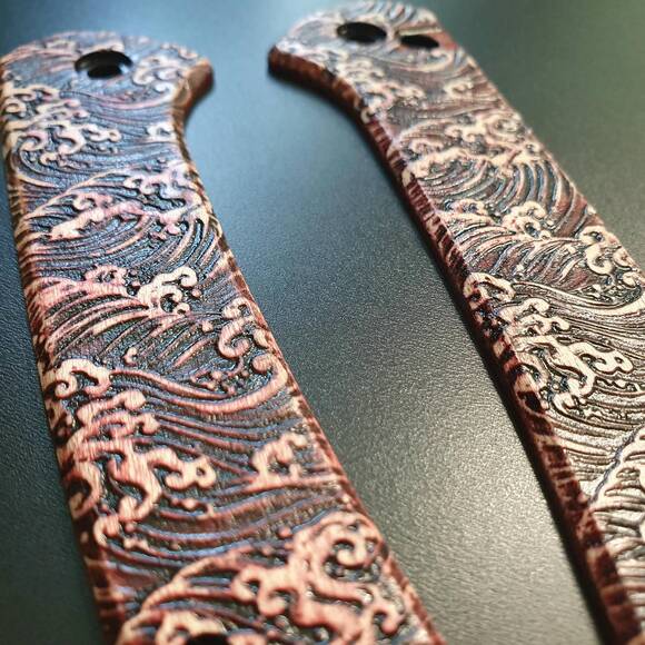 CIVIVI Conspirator maple handle scales - Japan Wave Baroque / hand-painted