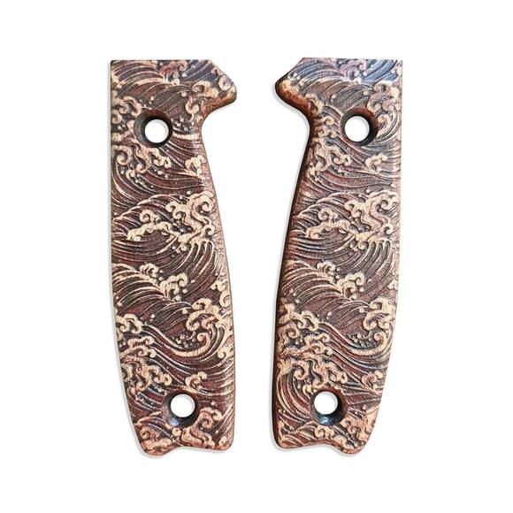 ESEE Model 3/4 maple handle scales - Japan Wave Baroque / hand-painted