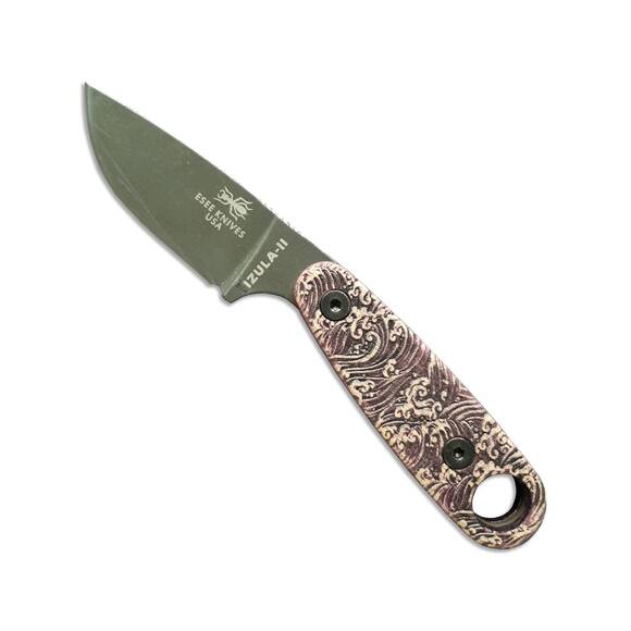 ESEE Izula 2 maple handle scales - Japan Wave Blueberry / hand-painted
