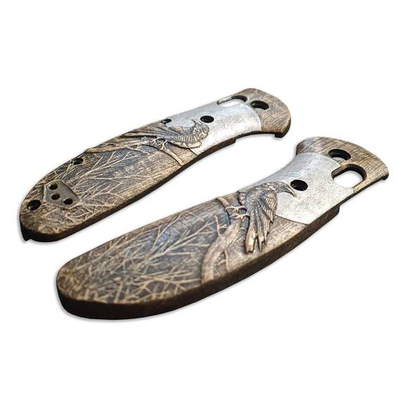Moon Raven - Benchmade Griptilian 550, 551 Knife Scales by Svechnikov Knives