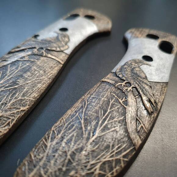 Moon Raven - Benchmade Griptilian 550, 551 Knife Scales by Svechnikov Knives