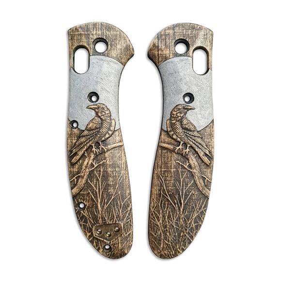 Moon Raven - Benchmade Griptilian 550, 551 Knife Scales by Svechnikov Knives