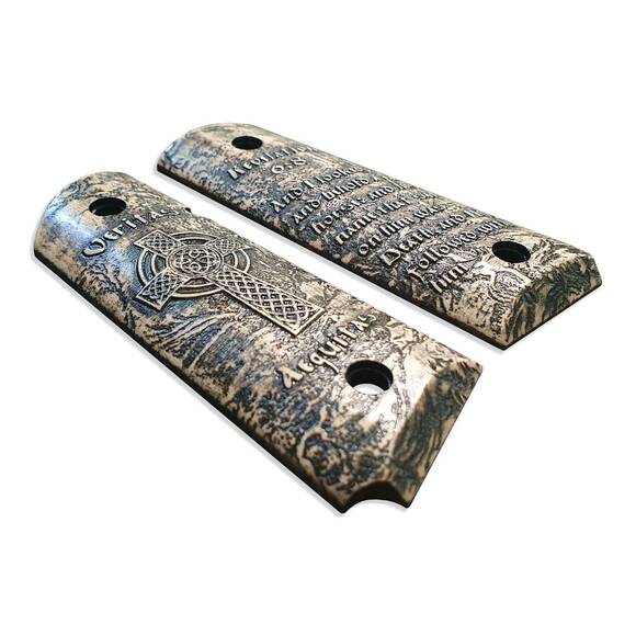 1911 Compact-Size Officers Maple Grips - Revelation 6:8 / Hand-painted