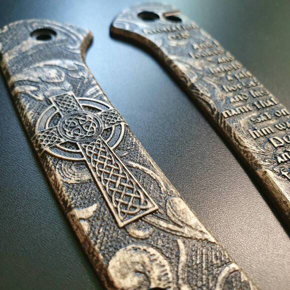 CIVIVI Conspirator maple handle scales - Revelation 6:8 / hand-painted