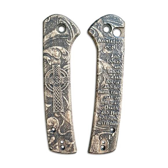 CIVIVI Conspirator maple handle scales - Revelation 6:8 / hand-painted