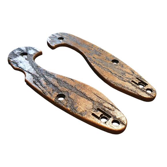 Spyderco Sliverax maple handle scales - Roughness Bronze / hand-painted
