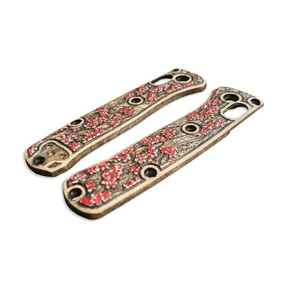 Benchmade Mini Bugout 533 maple handle scales - Sakura / hand-painted