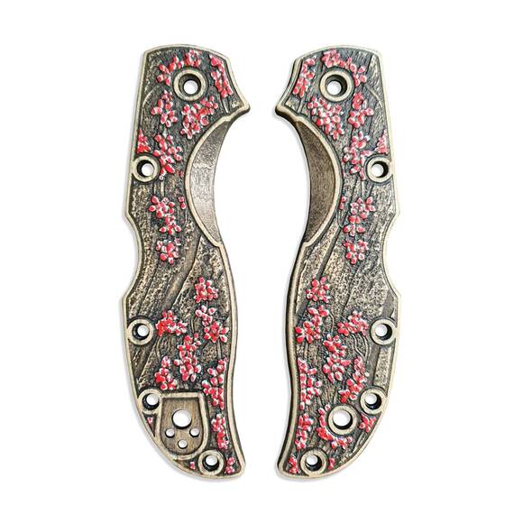 Spyderco Stretch 2 maple handle scales - Sakura / hand-painted