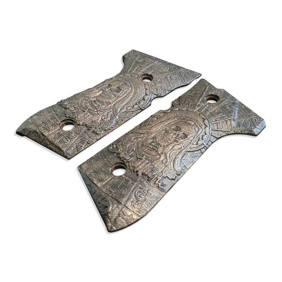 Beretta 92 Full-Size Maple Grips - Santa Muerte Black / Hand-painted