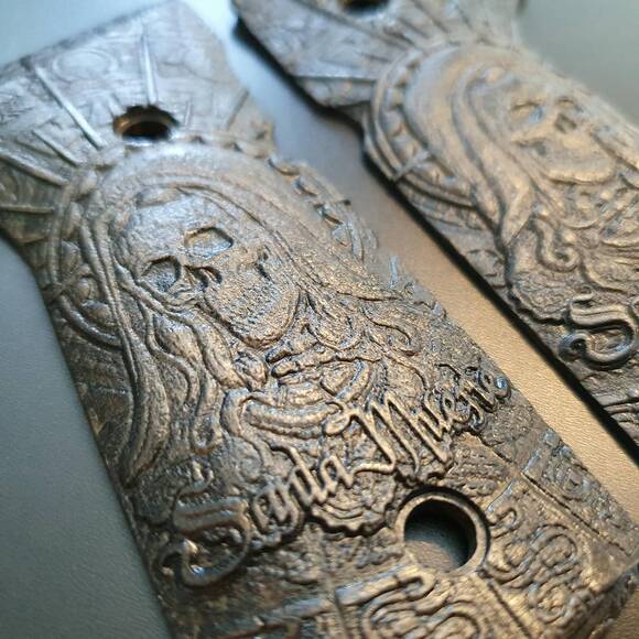Beretta 92 Full-Size Maple Grips - Santa Muerte Black / Hand-painted