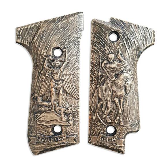 Beretta 92S maple grips - St Archangel Michael / hand-painted