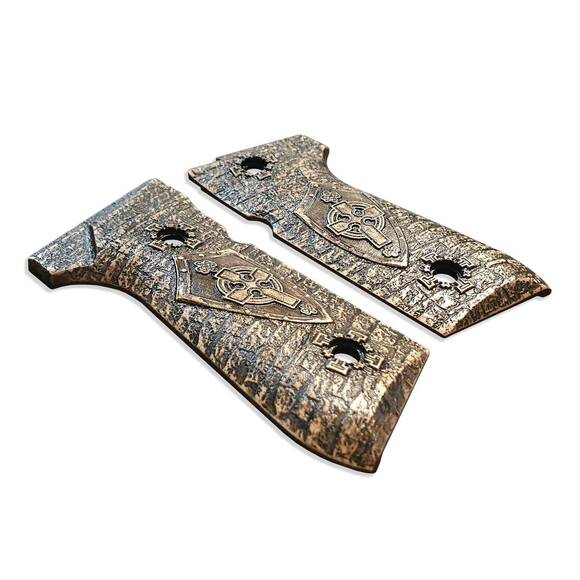 Beretta 92 Full-Size Maple Grips - Temple Knight / Hand-painted