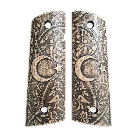 1911 full-size Magwell maple grips - Turkish Ornament / hand-painted