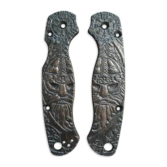Spyderco Para Military 2 maple handle scales - Vegvisir X Viking Black / hand-painted