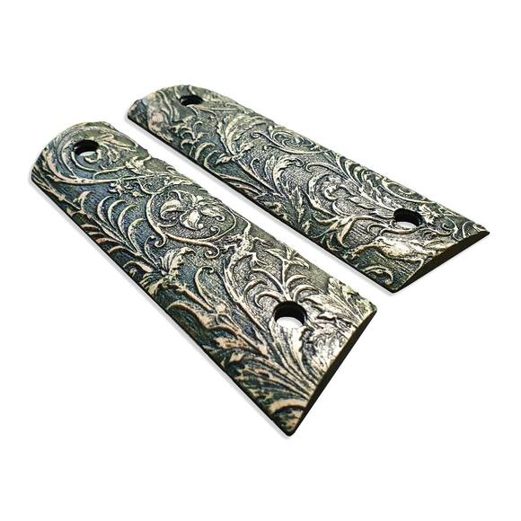 1911 Full-Size Magwell Maple Grips - Wild Thickets Green / Hand-painted