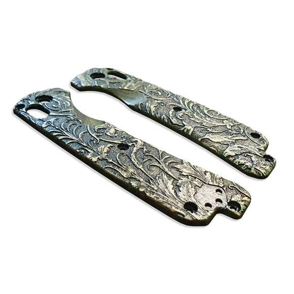 Benchmade Grizzly Ridge 15061 maple handle scales - Wild Thickets Green / hand-painted