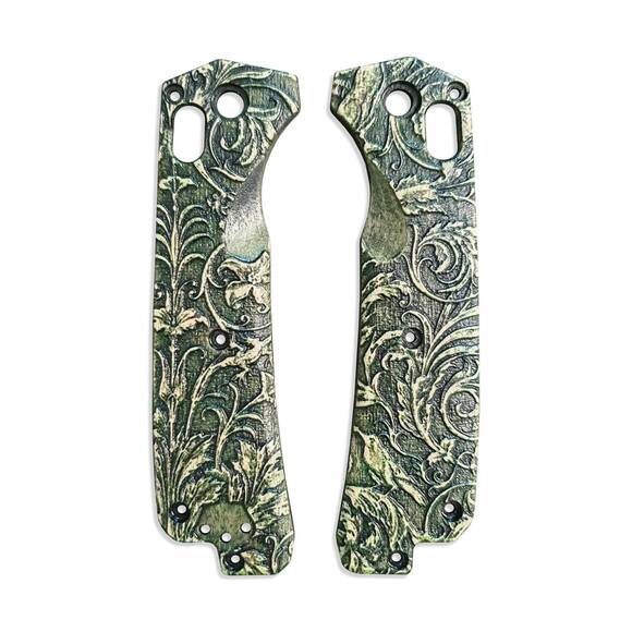Benchmade Grizzly Ridge 15061 maple handle scales - Wild Thickets Green / hand-painted