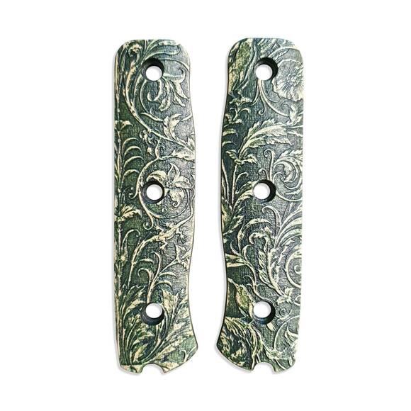 Fällkniven F1X maple handle scales - Wild Thickets Green / hand-painted