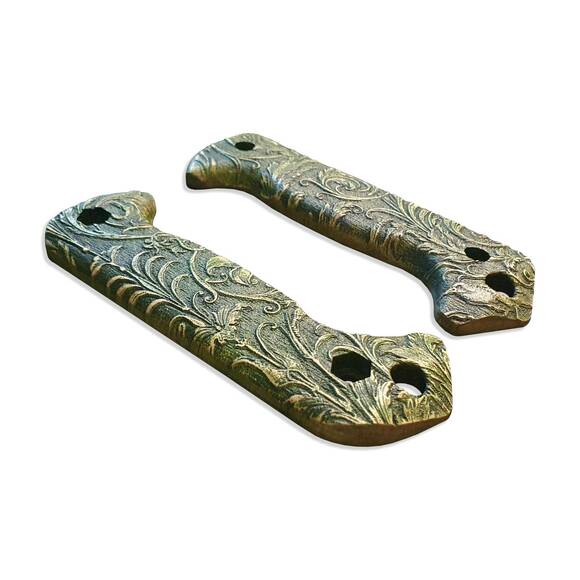 Ka-Bar Becker Long maple handle scales - Wild Thickets Green / hand-painted