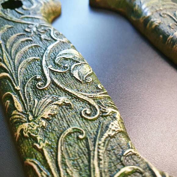 Ka-Bar Becker Long maple handle scales - Wild Thickets Green / hand-painted