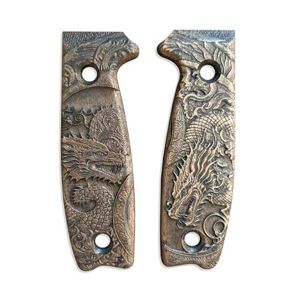 ESEE Model 3/4 maple handle scales - Yin Yang Dragon / hand-painted